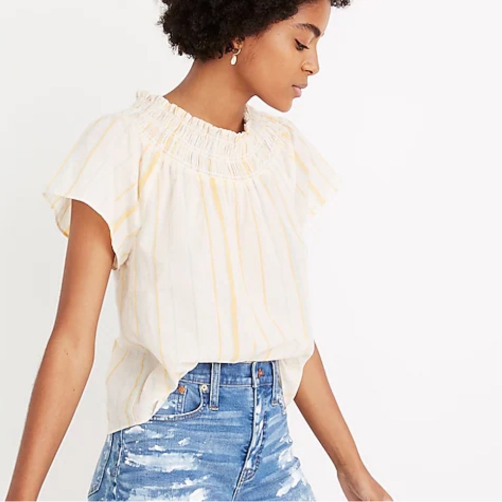 Madewell yellow Smocked Mockneck Top in Stripe
s - Picture 2 of 9